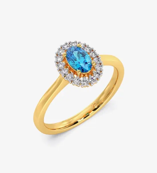 Blue Topaz Diamond Engagement Wedding Ring
