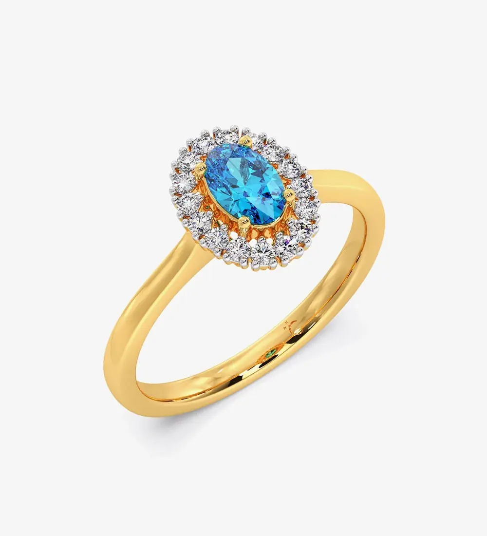 Blue Topaz Diamond Engagement Wedding Ring