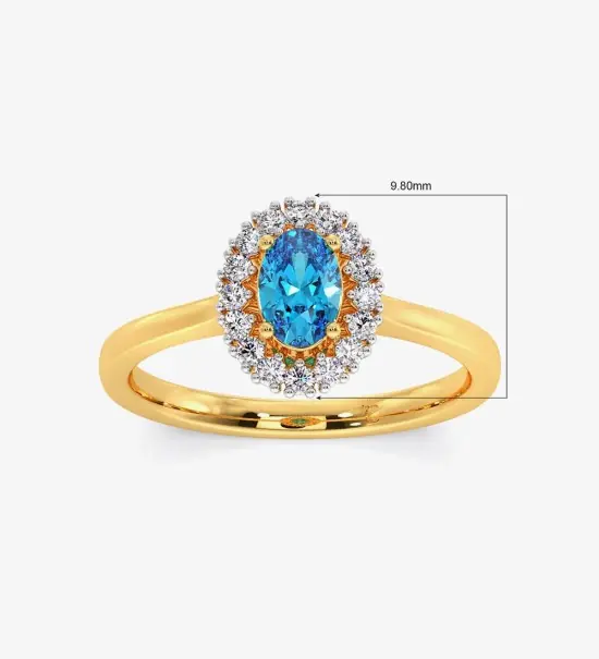 Blue Topaz Diamond Engagement Wedding Ring