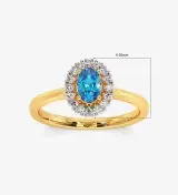 Blue Topaz Diamond Engagement Wedding Ring