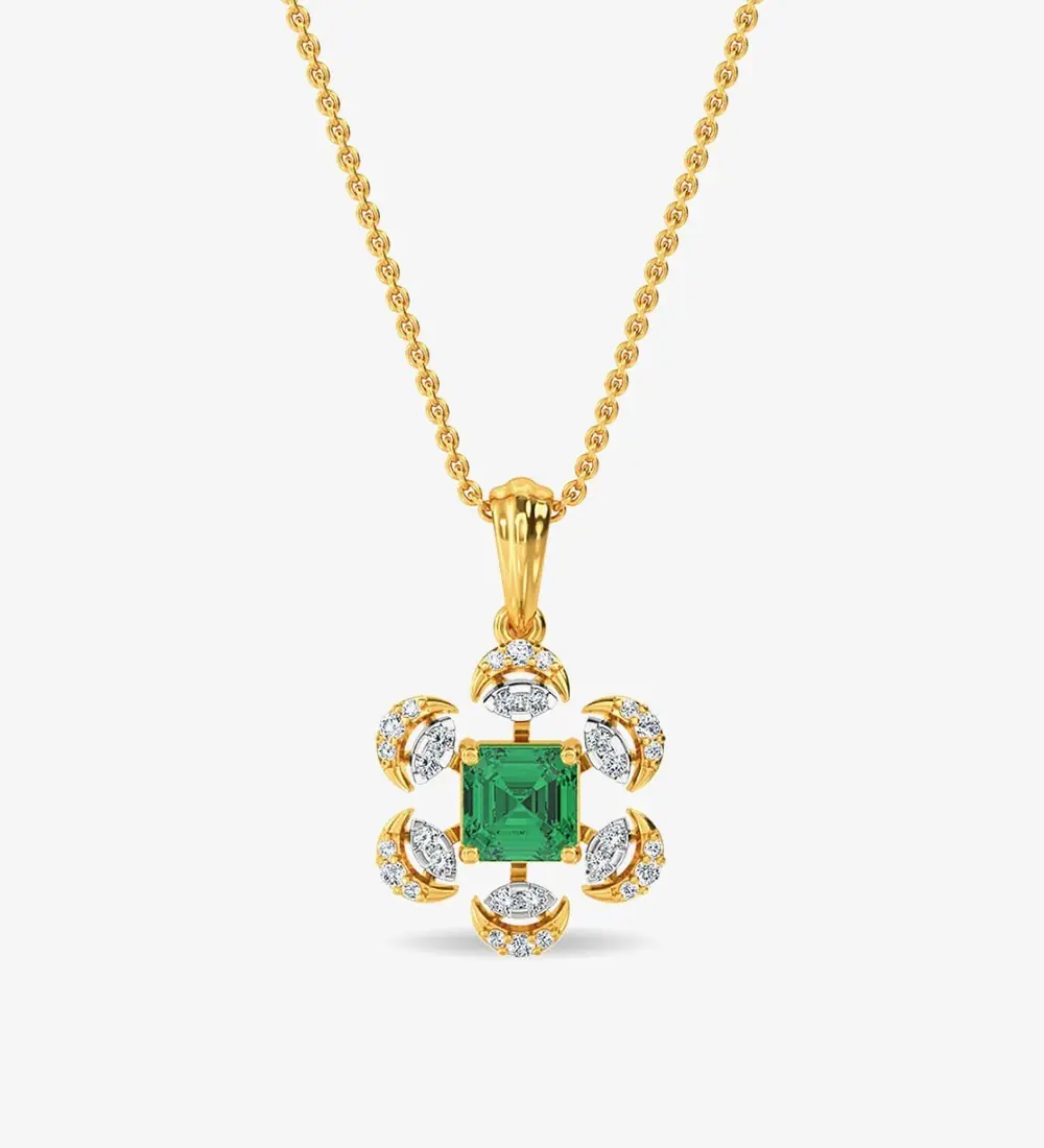 Esra Floral Diamond Pendant Set White Gold