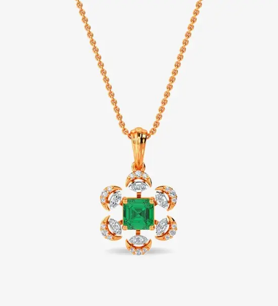 Esra Floral Diamond Pendant Set White Gold