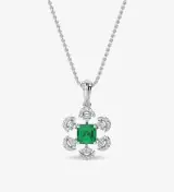 Esra Floral Diamond Pendant Set White Gold