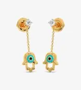 Hamsa Evil Diamond Dangling Eye Earrings