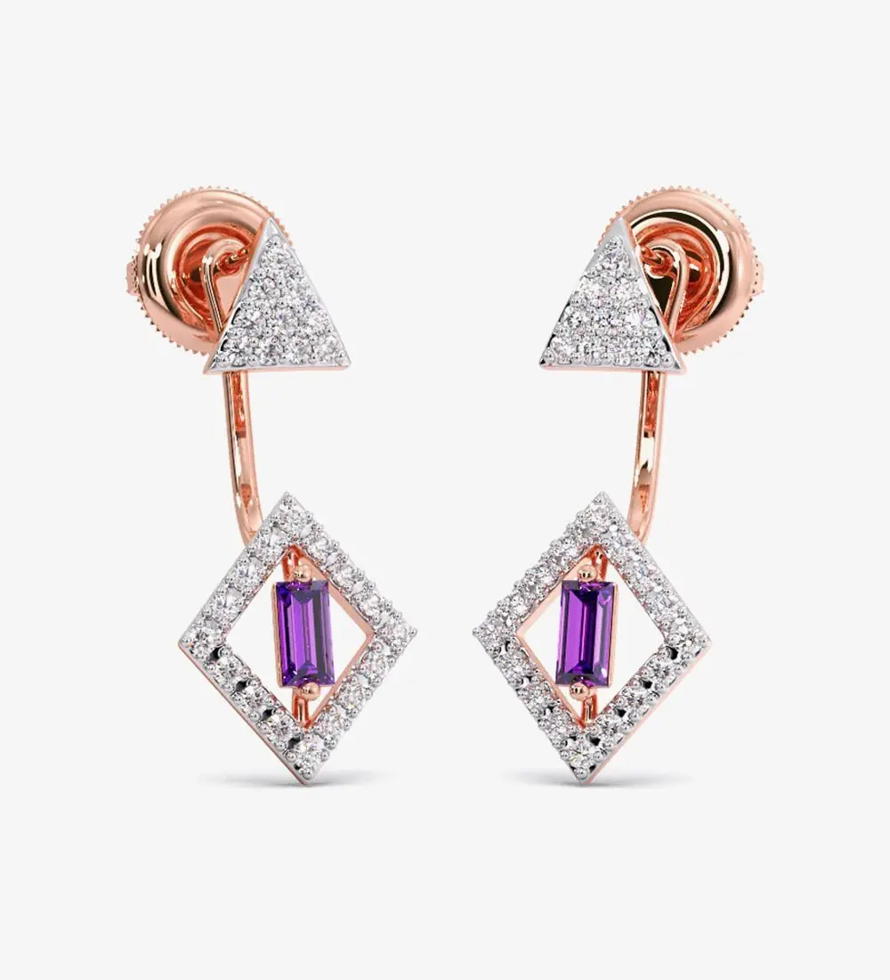 New Aathviha Gold Diamond Stud Earrings