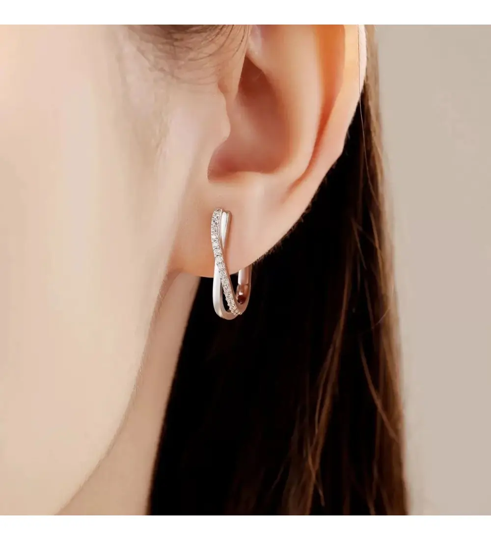 925 Silver Star Twisted Line Earrings Jewelry Versatile Hoop Earrings 