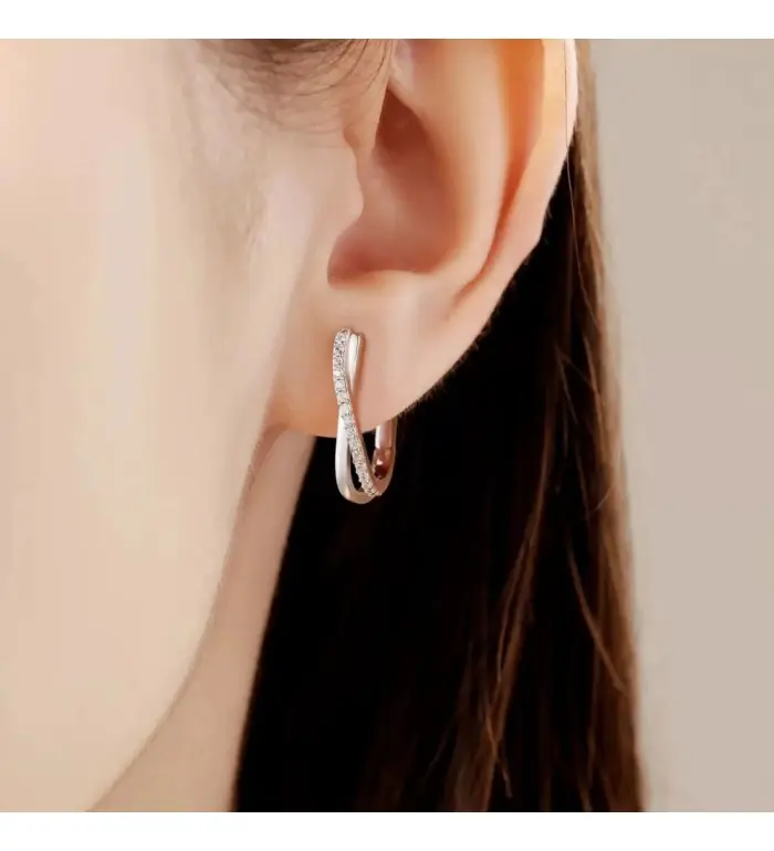 925 Silver Star Twisted Line Earrings Jewelry Versatile Hoop Earrings 