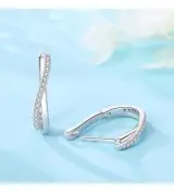 925 Silver Star Twisted Line Earrings Jewelry Versatile Hoop Earrings 