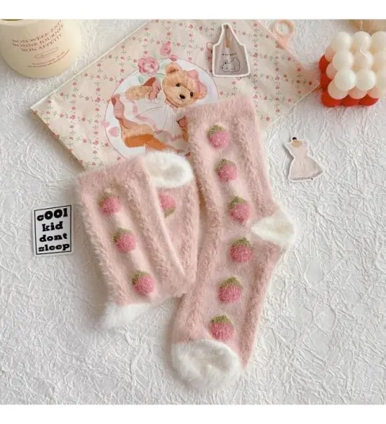 Rabbit Velvet Socks Children's Autumn and Winter Thick Warm Socks Floo