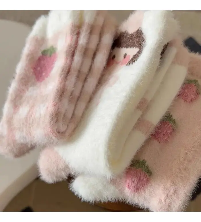 Rabbit Velvet Socks Children's Autumn and Winter Thick Warm Socks Floo