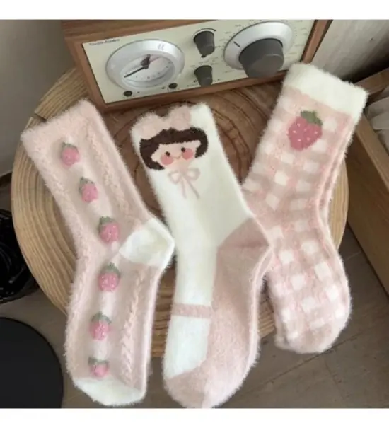 Rabbit Velvet Socks Children's Autumn and Winter Thick Warm Socks Floo