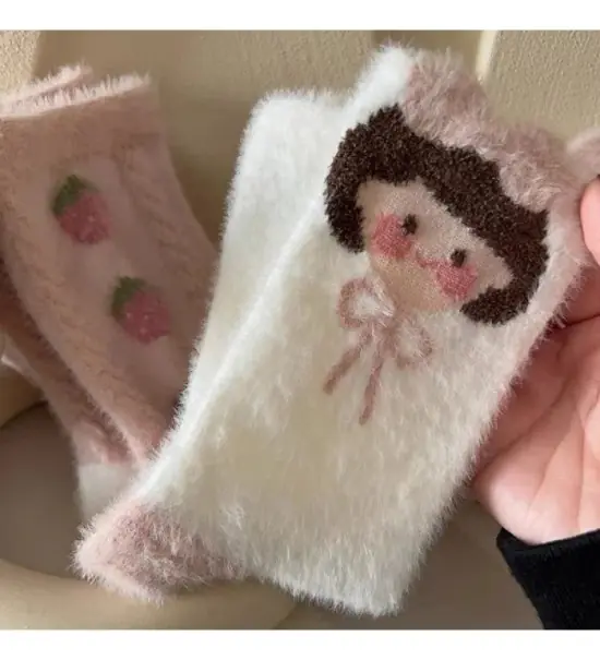 Rabbit Velvet Socks Children's Autumn and Winter Thick Warm Socks Floo