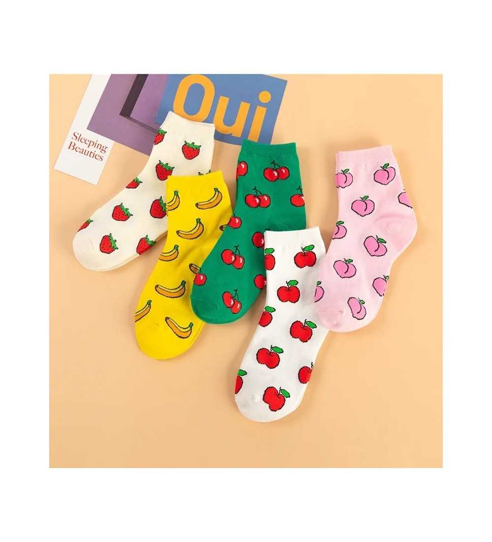 Women Socks Kawaii Funny Fruit Banana Lemon Strawberry Harajuku Colorf