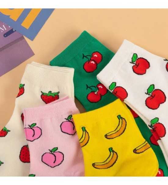Women Socks Kawaii Funny Fruit Banana Lemon Strawberry Harajuku Colorf