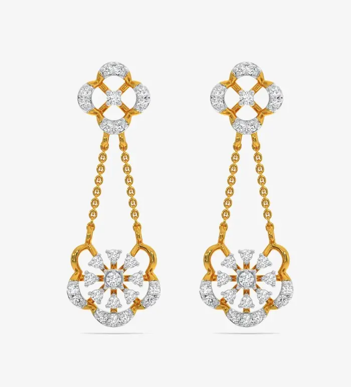 Diamond Yellow Gold 22kt Dangle Earring