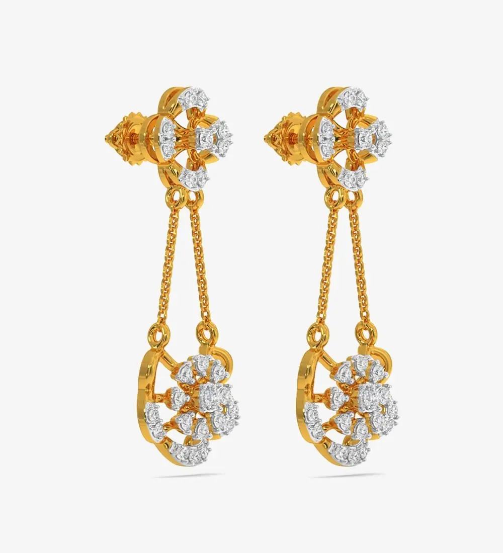 Diamond Yellow Gold 22kt Dangle Earring