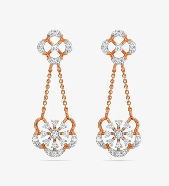Diamond Yellow Gold 22kt Dangle Earring