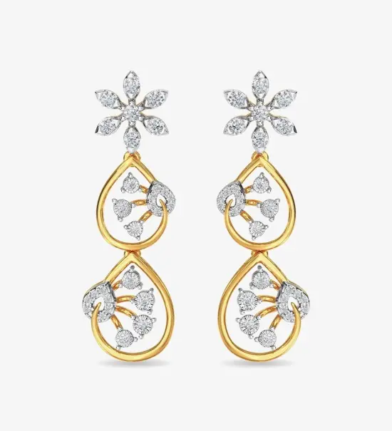 Diamond Trinity Earring Dangler Rose Gold