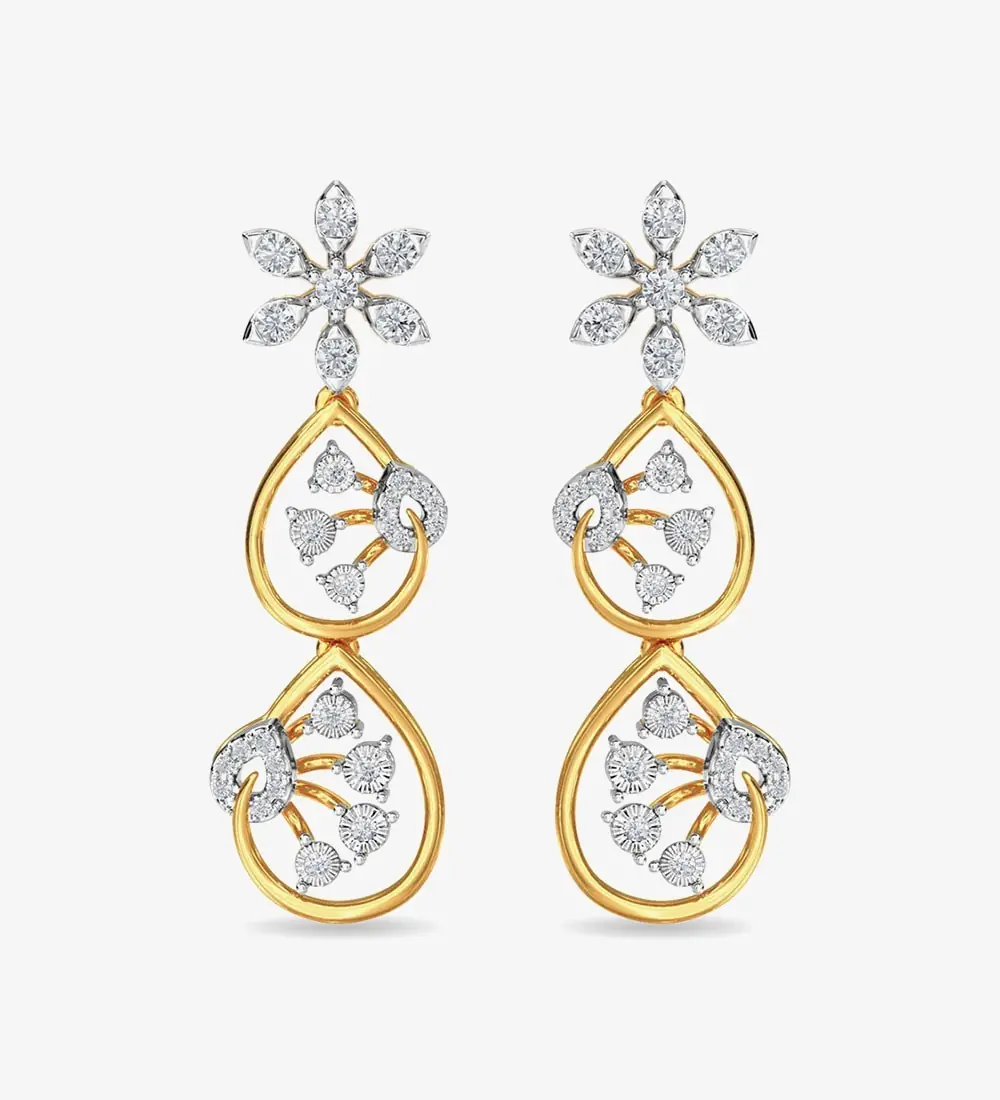 Diamond Trinity Earring Dangler Rose Gold