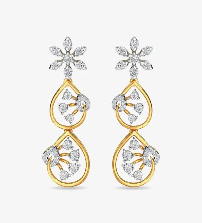 Diamond Trinity Earring Dangler Rose Gold