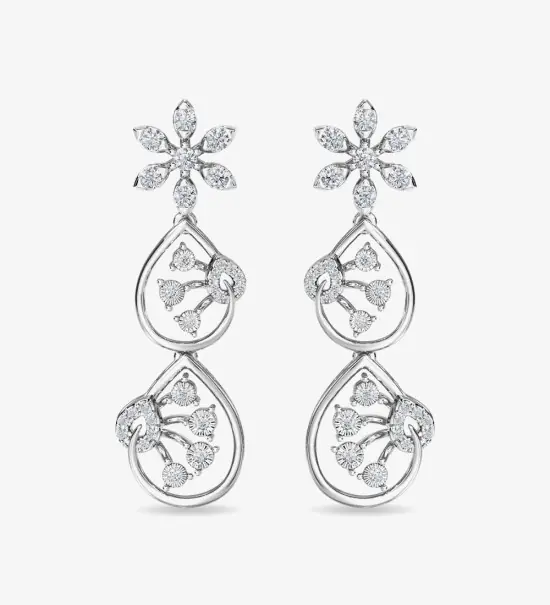 Diamond Trinity Earring Dangler Rose Gold