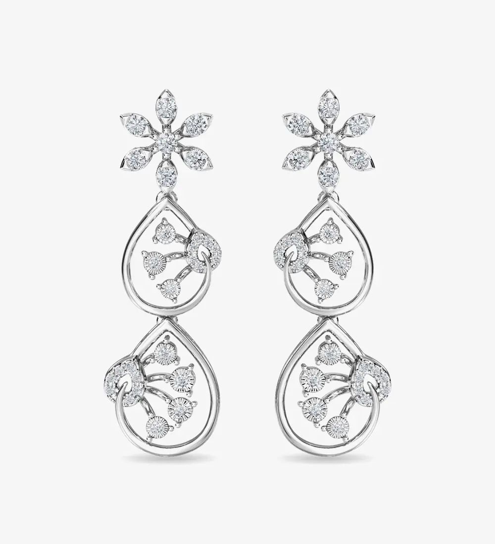 Diamond Trinity Earring Dangler Rose Gold